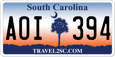 SC license plate AOI394