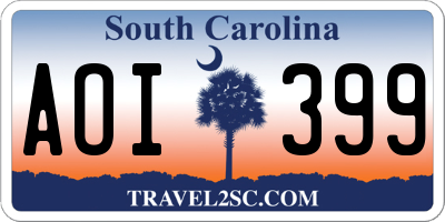 SC license plate AOI399