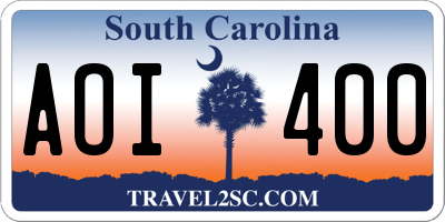 SC license plate AOI400