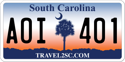 SC license plate AOI401