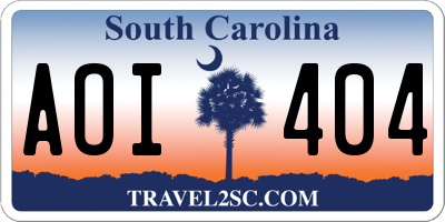 SC license plate AOI404