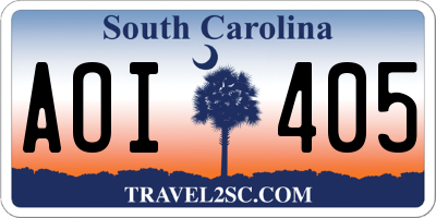 SC license plate AOI405