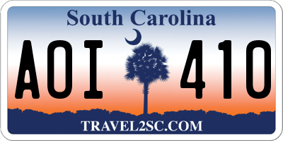 SC license plate AOI410