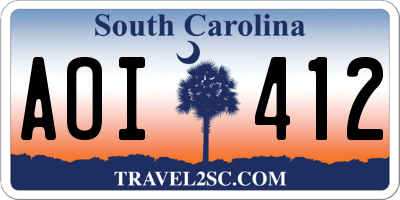 SC license plate AOI412