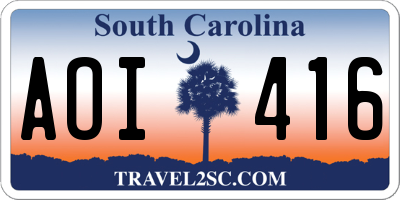 SC license plate AOI416