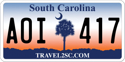 SC license plate AOI417