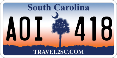 SC license plate AOI418