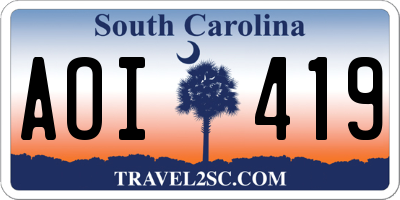 SC license plate AOI419