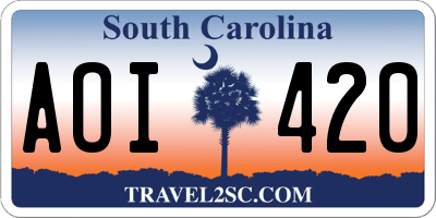 SC license plate AOI420
