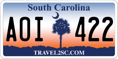 SC license plate AOI422