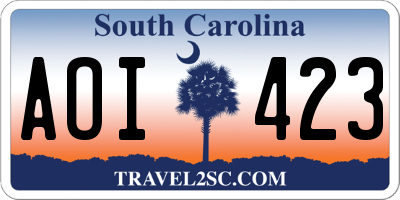 SC license plate AOI423