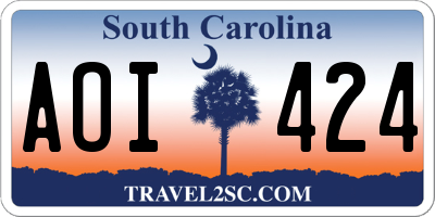 SC license plate AOI424