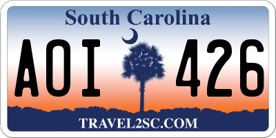 SC license plate AOI426