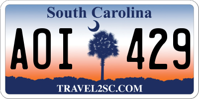 SC license plate AOI429