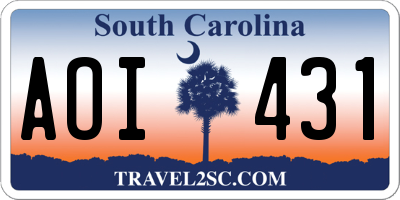 SC license plate AOI431