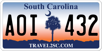 SC license plate AOI432