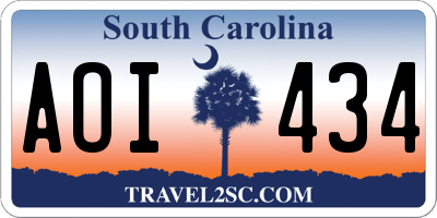 SC license plate AOI434
