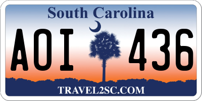 SC license plate AOI436
