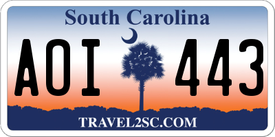 SC license plate AOI443