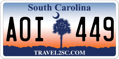 SC license plate AOI449