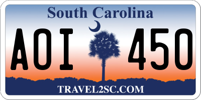 SC license plate AOI450