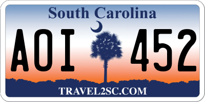SC license plate AOI452