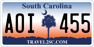 SC license plate AOI455