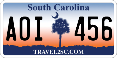 SC license plate AOI456