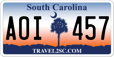 SC license plate AOI457