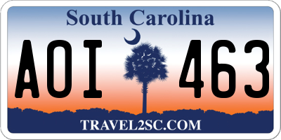 SC license plate AOI463