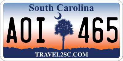 SC license plate AOI465