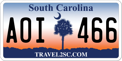 SC license plate AOI466