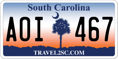 SC license plate AOI467