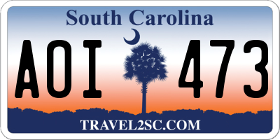 SC license plate AOI473