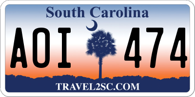 SC license plate AOI474