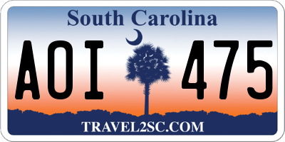 SC license plate AOI475