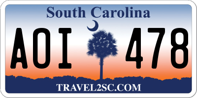 SC license plate AOI478