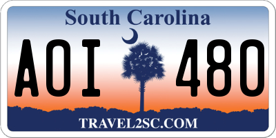 SC license plate AOI480
