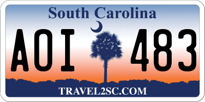 SC license plate AOI483