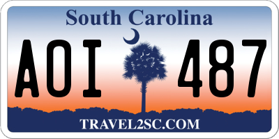 SC license plate AOI487