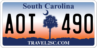 SC license plate AOI490
