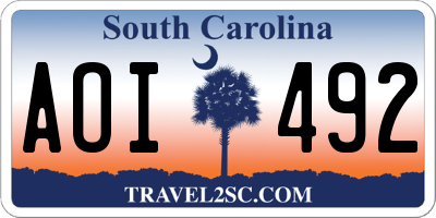SC license plate AOI492