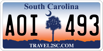 SC license plate AOI493
