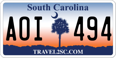 SC license plate AOI494