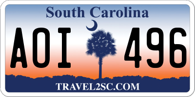 SC license plate AOI496