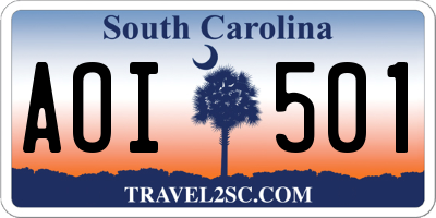 SC license plate AOI501