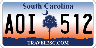 SC license plate AOI512