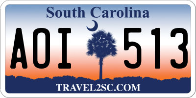 SC license plate AOI513