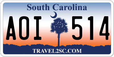 SC license plate AOI514
