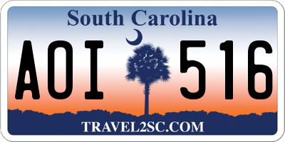 SC license plate AOI516